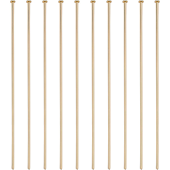 100Pcs Brass Flat Head Pins, Long-Lasting Plated, Real 18K Gold Plated, 63x0.7mm(21 Gauge), Head: 2mm