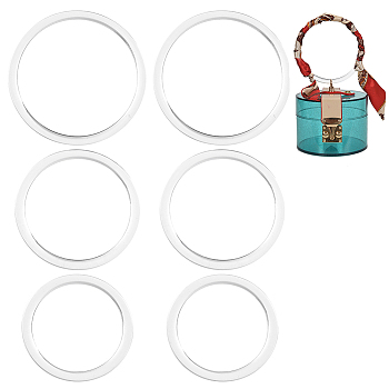 WADORN 6Pcs 3 Style Plastic Bag Handles, Round Ring, Bag Replacement Accessories, Clear, Inner Diameter: 9~12.3cm, 2pcs/style