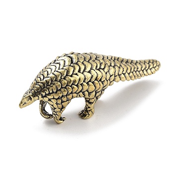 Brass Pangolin Figurines Statues for Home Desktop Feng Shui Ornament, Antique Bronze, 75x19x26.5mm