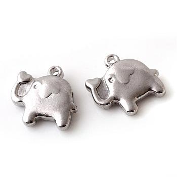 201 Stainless Steel Pendants, Elephant, Stainless Steel Color, 14.5x15x4mm, Hole: 1.5mm
