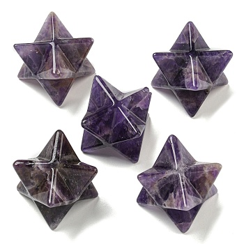 Natural Amethyst Beads, No Hole/Undrilled, Merkaba Star, 25x25x25mm