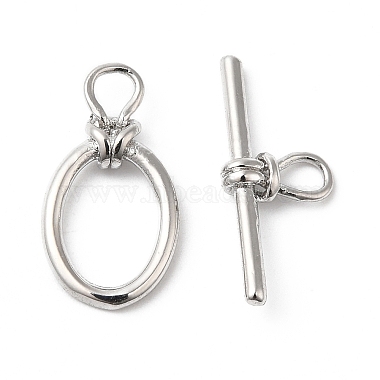Real Platinum Plated Oval Brass Toggle Clasps