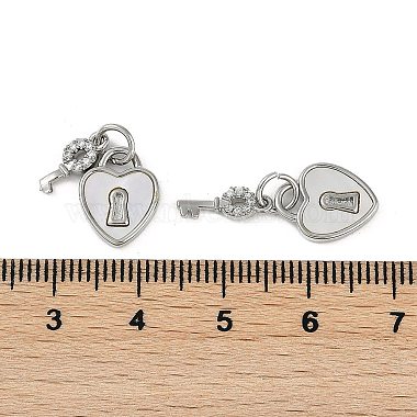 Messing Pavé Natur Muschel Herz Schloss Charms(KK-Z078-21P)-3