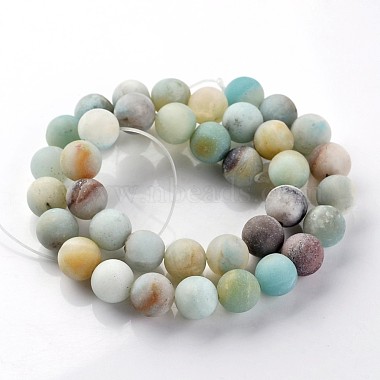 Frosted Natural Flower Amazonite Round Beads Strands(G-E330-8mm-01)-2
