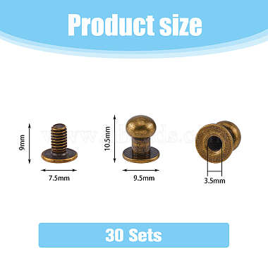 30 Sets Brass with Iron Knob Screw Rivet(FIND-FH0008-64AB)-2