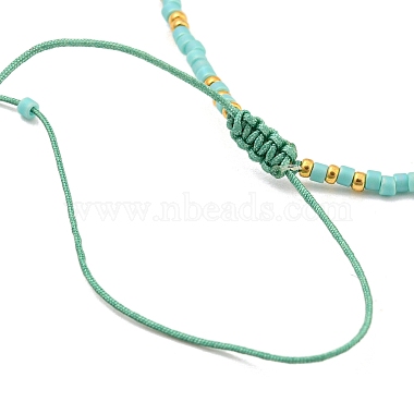 bracelets de perles tressées en amazonite naturelle et en graines de verre(HR1333-5)-3