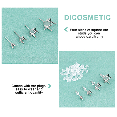 dicosmetic 40pcs 4 taille 304 montures de boucles d'oreilles en acier inoxydable(DIY-DC0001-51)-4