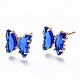 Boucles d'oreilles papillon en zircone cubique avec verre(KK-S365-003D)-1