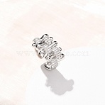 Brass Micro Pave Cubic Zirconia Cuff Open Rings for Women, Cadmium Free & Lead Free, Long-Lasting Plated, Rack Plating, Platinum, 12.5mm, Inner Diameter: 17.2mm(RJEW-A098-02P)