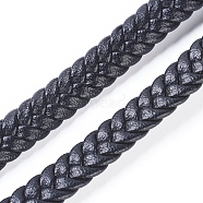 Micro Fiber Imitation Leather Cord, Flat Braided Leather Cord, for Bracelet & Necklace Making, Black, 8x3mm(X-LC-G008-C01)
