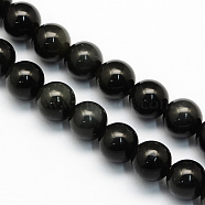 Natural Obsidian Round Beads Strands, Obsidian, 4.5mm, Hole: 1mm, about 96pcs/strand, 15.5 inch(G-S156-4mm)