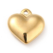 Ion Plating(IP) 304 Stainless Steel Pendants, Puffed Heart Charms, Real 18K Gold Plated, 17x16.5x5mm, Hole: 1.6mm(STAS-H172-01G)