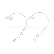 316 Stainless Steel Ear Cuff Findings, Climber Wrap Around Non Piercing Earring Findings with 6 Loop, Stainless Steel Color, 52~59x40~46x0.5mm, Hole: 4mm(X-STAS-H148-04P)