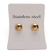304 Stainless Steel Dangle Stud Earrings, Hypoallergenic Earrings, Half Round, Golden, 8mm, Pin: 0.6mm(EJEW-M040-15)