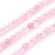 Natural Rose Quartz Beads Strands, Faceted, Round, 3~3.5mm, Hole: 0.5mm, about 115~130pcs/strand, 14.5~16.1 inch(37~41cm)(G-F619-23-3mm)