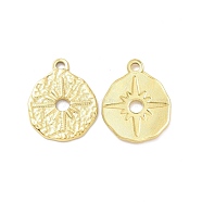 304 Stainless Steel Pendants, Flat Round with Star, Golden, 23x18.5x2mm, Hole: 2mm(STAS-G273-16G)
