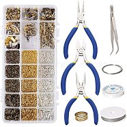 DIY Jewelry Sets, with Iron Jump Rings, Brass Earring Hooks, Iron Head Pins and Iron Crimp Ends, Mixed Color, 21.8x11x3cm(DIY-PH0020-64)