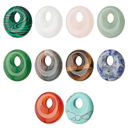 10Pcs 10 Styles Natural & Synthetic Gemstone Pendants, Donut/Pi Disc Charm, Mixed Dyed and Undyed, 17.5~18.5x5.5mm, Hole: 5.5mm, 1pc/style(G-NB0003-90)
