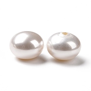 ABS Plastic Beads, Imitation Shell & Pearl, Half Drilled, Abacus, White, 11.5x9mm, Hole: 1.5mm(FIND-A013-10C)