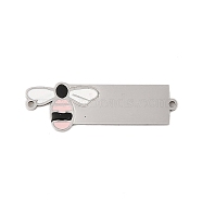 304 Stainless Steel Pink Enamel Connector Charms, Stainless Steel Color, Bees, 30x9.5x1mm, Hole: 1.2mm(STAS-P377-16P-B)