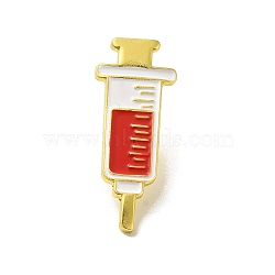 Medical Treatment Theme Baking Paint Zinc Alloy Brooches, Injection Syringe, 30x12x1.5mm(JEWB-M037-03E-G)