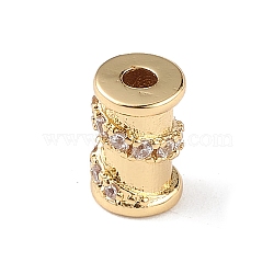 Rack Plating Brass Micro Pave Clear Cubic Zirconia Beads, Cadmium Free & Lead Free, Long-Lasting Plated, Column, Real 18K Gold Plated, 8x5mm, Hole: 2mm(KK-C019-29G)