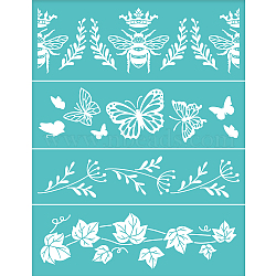 Self-Adhesive Silk Screen Printing Stencil, for Painting on Wood, DIY Decoration T-Shirt Fabric, Turquoise, Butterfly Pattern, 220x280mm(DIY-WH0338-047)