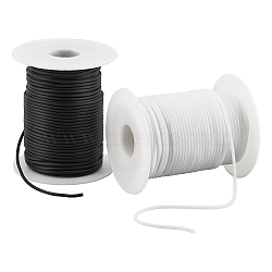 2 Rolls 2 Colors PVC Tubular Solid Synthetic Rubber Cord, No Hole, Wrapped Around White Plastic Spool, Mixed Color, 2mm, about 32.8 yards(30m)/roll, 1 color/roll(OCOR-NB0002-56)