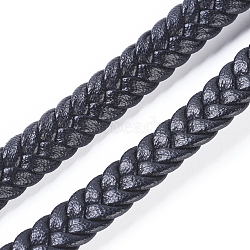 3.28 Feet Micro Fiber Imitation Leather Cord, Flat Braided Leather Cord, for Bracelet & Necklace Making, Black, 8x3mm(X-LC-G008-C01)