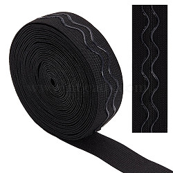 10 Yards Non-slip Transparent Silicone Polyester Elastic Band, Waved Soft Rubbers Elastic Belt, DIY Sewing Underwear Accessories, Black, 25mm(SRIB-GF0001-26B-02)
