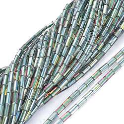 Electroplate Glass Beads Strands, Full Rainbow Plated, Column, Light Green, 4.5~5x2.5mm, Hole: 0.8mm, about 70~73pcs/Strand, 14.17 inch(36cm)(EGLA-K014-B-FR01)