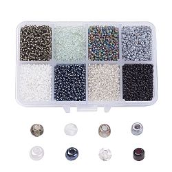 12/0 Glass Seed Beads, Ceylon Round  Loose Spacer Beads, 2mm, Gray, 2mm, Hole: 1mm, about 12500pcs/box(SEED-X0050-2mm-02)