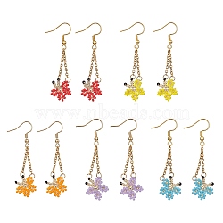 Butterfly Dangle Earrings for Women, Seed Beads Long Drop Earring with 304 Stainless Steel Earring Hooks, Mixed Color, 52.5x16.5mm(EJEW-MZ00104)