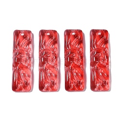 Baking Paint Glass Pendants, Rectangle, Red, 30x9x5.5mm, Hole: 1mm(GLAA-S202-16G)