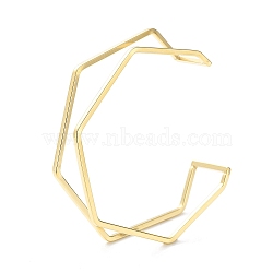 304 Stainless Steel Cuff Bangles, Golden, Hexagon, Inner Diameter: 2-1/4 inch(5.75cm)(BJEW-G685-01C)