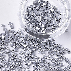 Baking Paint Glass Beads, Cube, Gray, 2~6x2x2mm, Hole: 0.8mm, about 30000pcs/bag(SEED-S023-11B-07)