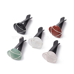 Wire Wrapped Heart Natural Gemstone Car Air Vent Clips, Automotive Interior Trim, with Magnetic Ferromanganese Iron & Plastic Clip, 34~34.5mm(JEWB-BR00139)