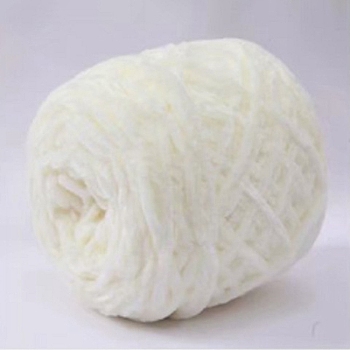 Wool Chenille Yarn, Velvet Cotton Hand Knitting Threads, for Baby Sweater Scarf Fabric Needlework Craft, Snow, 5mm, 95~100g/skein