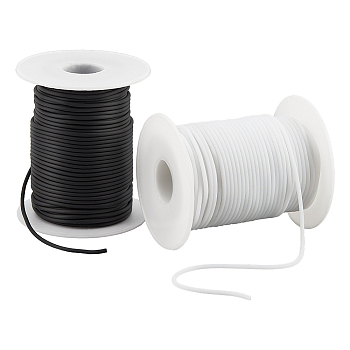 2 Rolls 2 Colors PVC Tubular Solid Synthetic Rubber Cord, No Hole, Wrapped Around White Plastic Spool, Mixed Color, 2mm, about 32.8 yards(30m)/roll, 1 color/roll