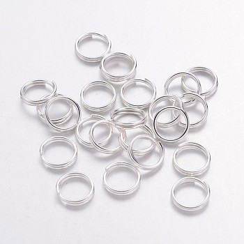 Iron Split Rings, Double Loops Jump Rings, Cadmium Free & Lead Free, Silver Color Plated, 7x1.4mm, about 6.3mm inner diameter, about 12000pcs/1000g