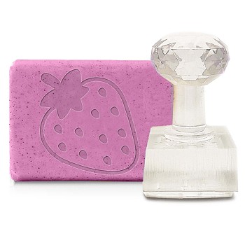 Clear Acrylic Soap Stamps, DIY Soap Molds Supplies, Rectangle, Strawberry Pattern, 35x33mm