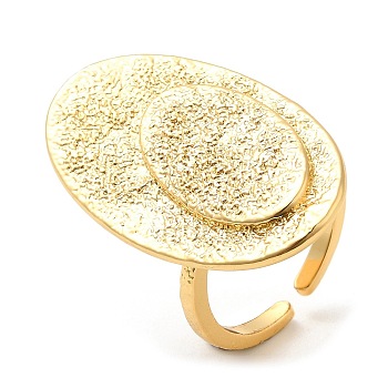 Rack Plating Brass Open Cuff Rings, Lead Free & Cadmium Free, Oval, Real 18K Gold Plated, Inner Diameter: 17.2mm