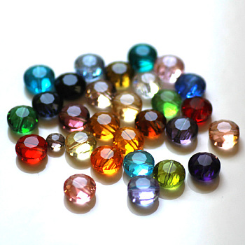 Imitation Austrian Crystal Beads, Grade AAA, Faceted, Flat Round, Mixed Color, 12x6.5mm, Hole: 0.9~1mm
