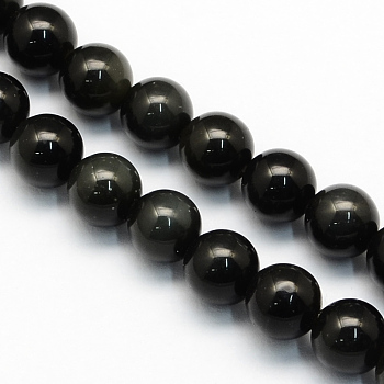 Natural Obsidian Round Beads Strands, Obsidian, 4.5mm, Hole: 1mm, about 96pcs/strand, 15.5 inch
