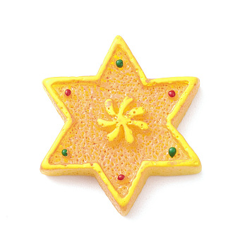 Christmas Opaque Resin & Plastic Imitation Biscuits Decoden Cabochons, Sandy Brown, Star, 26.5x23x4.5mm