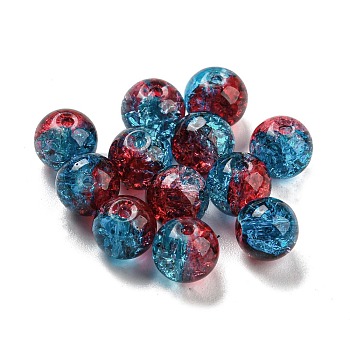 Transparent Spray Painting Crackle Glass Beads, Round, Dodger Blue, 8mm, Hole: 1.6mm, 300pcs/bag