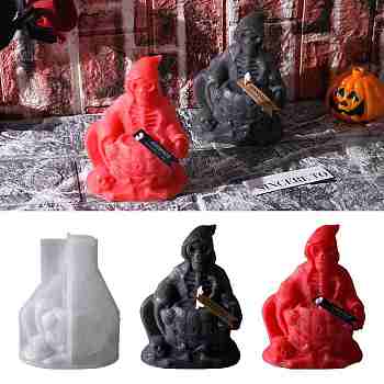 Halloween DIY Candle Making, Resin Casting Molds, For UV Resin, Epoxy Resin Craft Making, White, Skeleton, 130x110x68mm