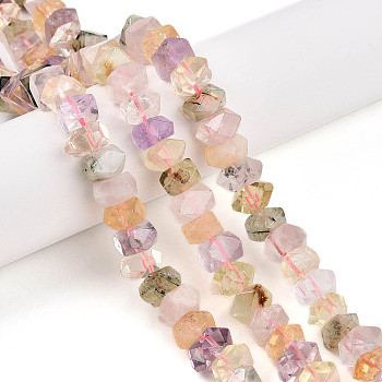 Natural Amethyst & Citrine & Rose Quartz & Prehnite Beads Strands, Faceted, Rondelle, 5.5~8x12~14x8.5~10mm, Hole: 1mm, about 54~59pcs/strand, 15.16~15.75 inch(38.5~40cm)