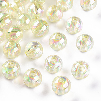 Transparent Acrylic Beads, AB Color Plated, Round, Pale Green, 10x9mm, Hole: 2mm, about 940pcs/500g