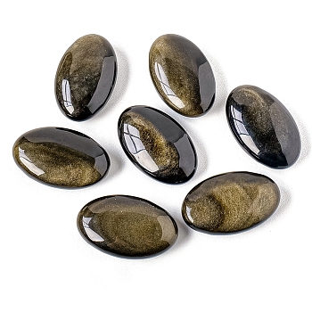 Oval Natural Golden Sheen Obsidian Healing Massage Palm Stones, Pocket Worry Stone, for Anxiety Stress Relief Therapy, 54x34mm
